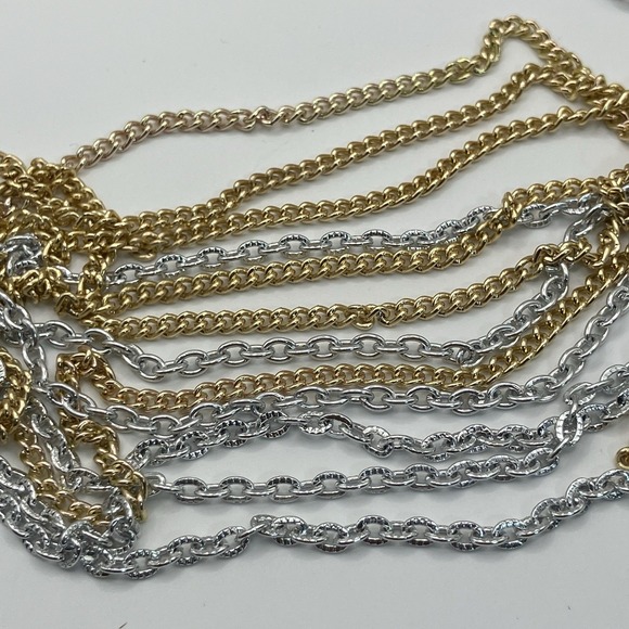 Vintage Multiple Chain Layered‎ Waterfall Necklace / Metal / Costume Jewelry - Picture 5 of 11